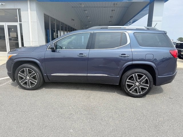 2019 GMC Acadia Denali in Blue Steel Metallic — front three-quarter view