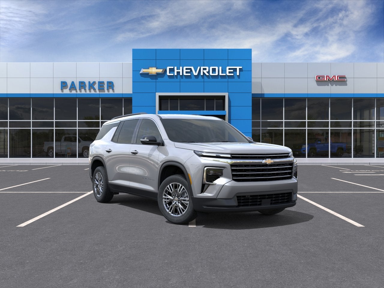 2026 Chevrolet Traverse LT in Sterling Gray Metallic — front three-quarter view